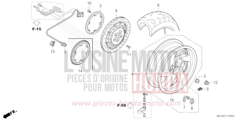 ROUE ARRIERE de Gold Wing CANDY PROMINENCE RED (R342) 2014